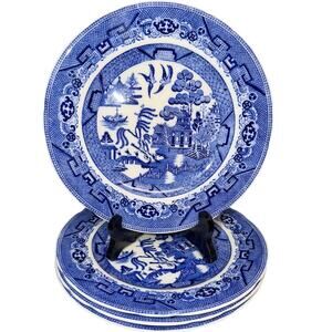 Antique Cauldon England Blue Willow Luncheon Plates Gilman Collamore Set of 4